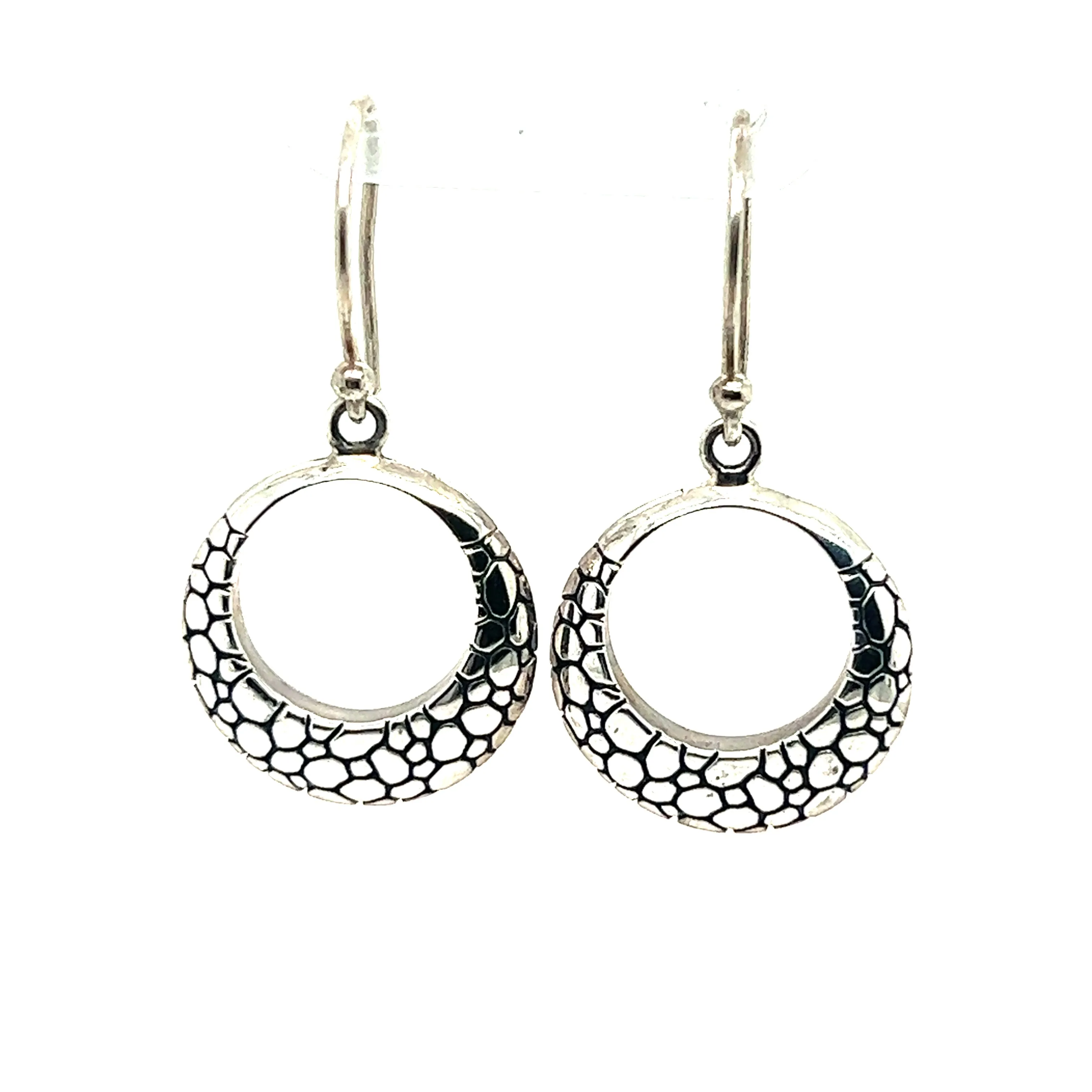 Silver Cobblestone Circle Earrings
