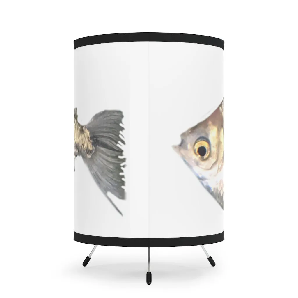 Silver Fish Tripod Lamp with High-Res Printed Shade, US/CA plug