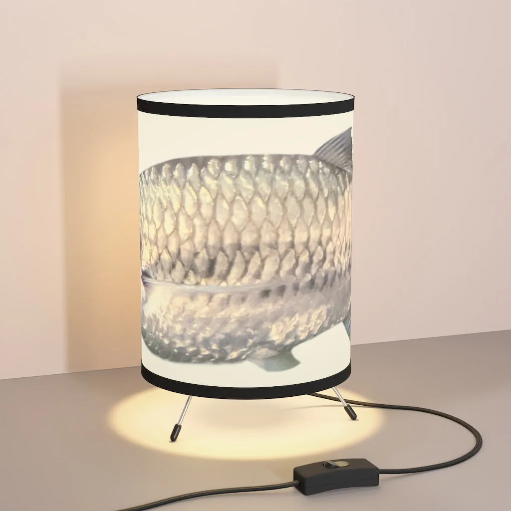 Silver Fish Tripod Lamp with High-Res Printed Shade, US/CA plug
