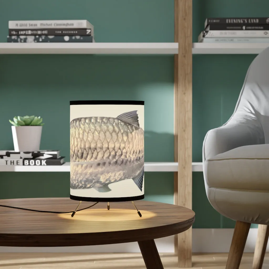 Silver Fish Tripod Lamp with High-Res Printed Shade, US/CA plug