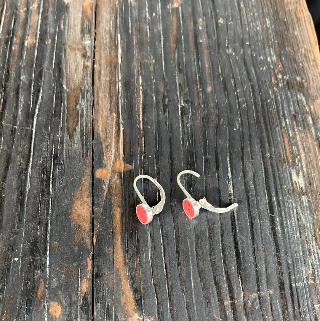 SMALL DROP EARRINGS SILVER   CONCRETE Red