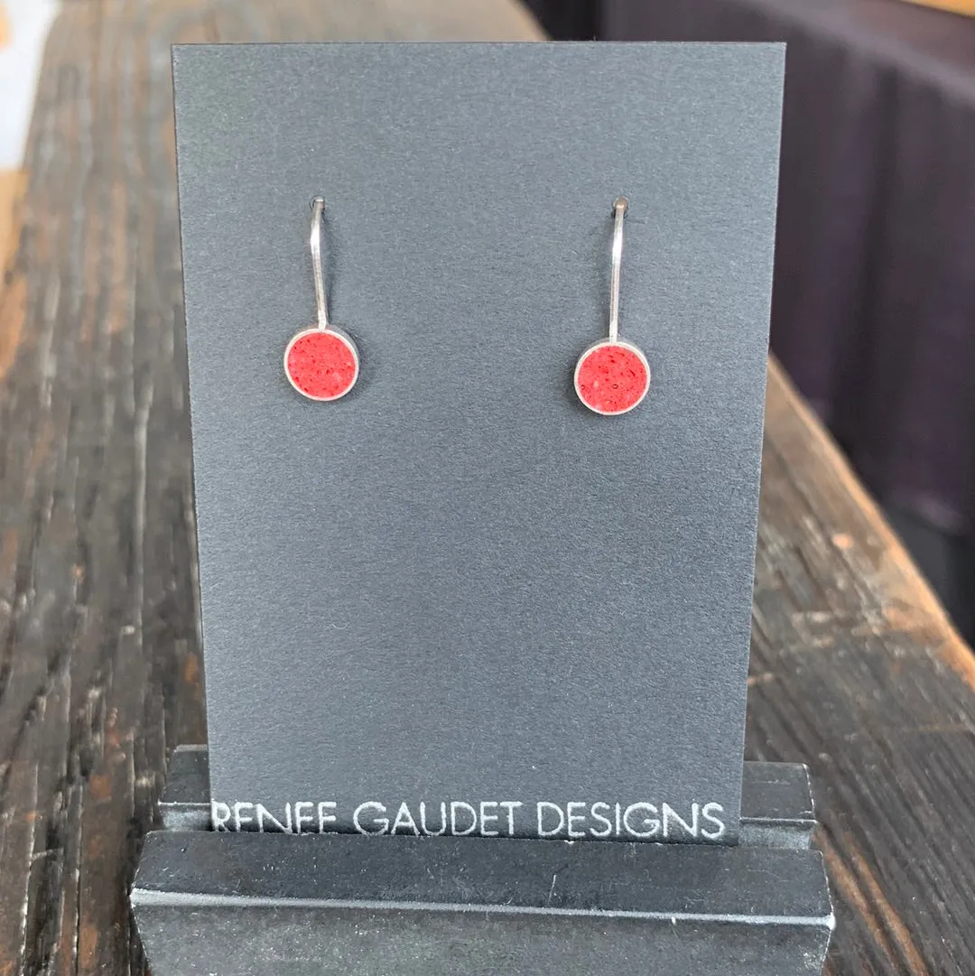 SMALL DROP EARRINGS SILVER   CONCRETE Red