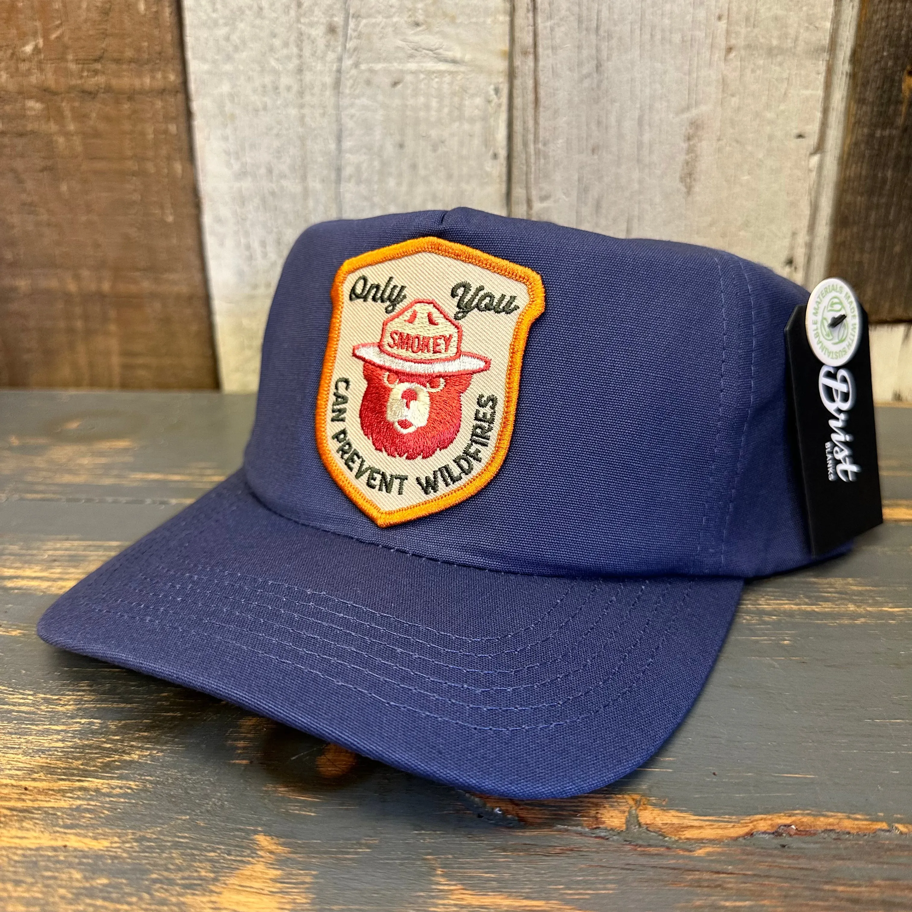 SMOKEY BEAR :: ONLY YOU CAN PREVENT FOREST FIRES - 5 Panel Hat - Dusty Blue