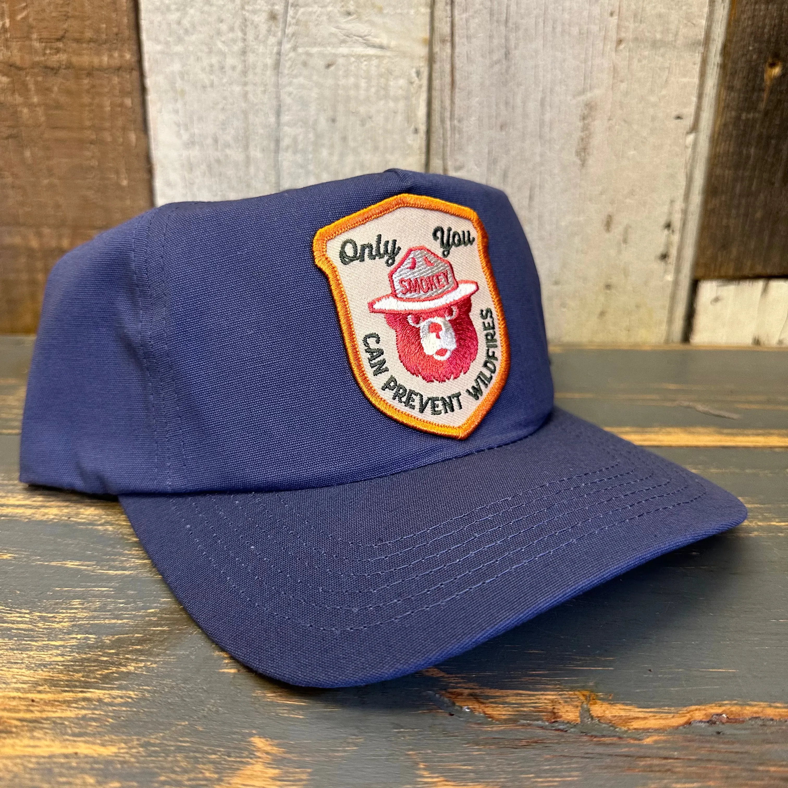 SMOKEY BEAR :: ONLY YOU CAN PREVENT FOREST FIRES - 5 Panel Hat - Dusty Blue
