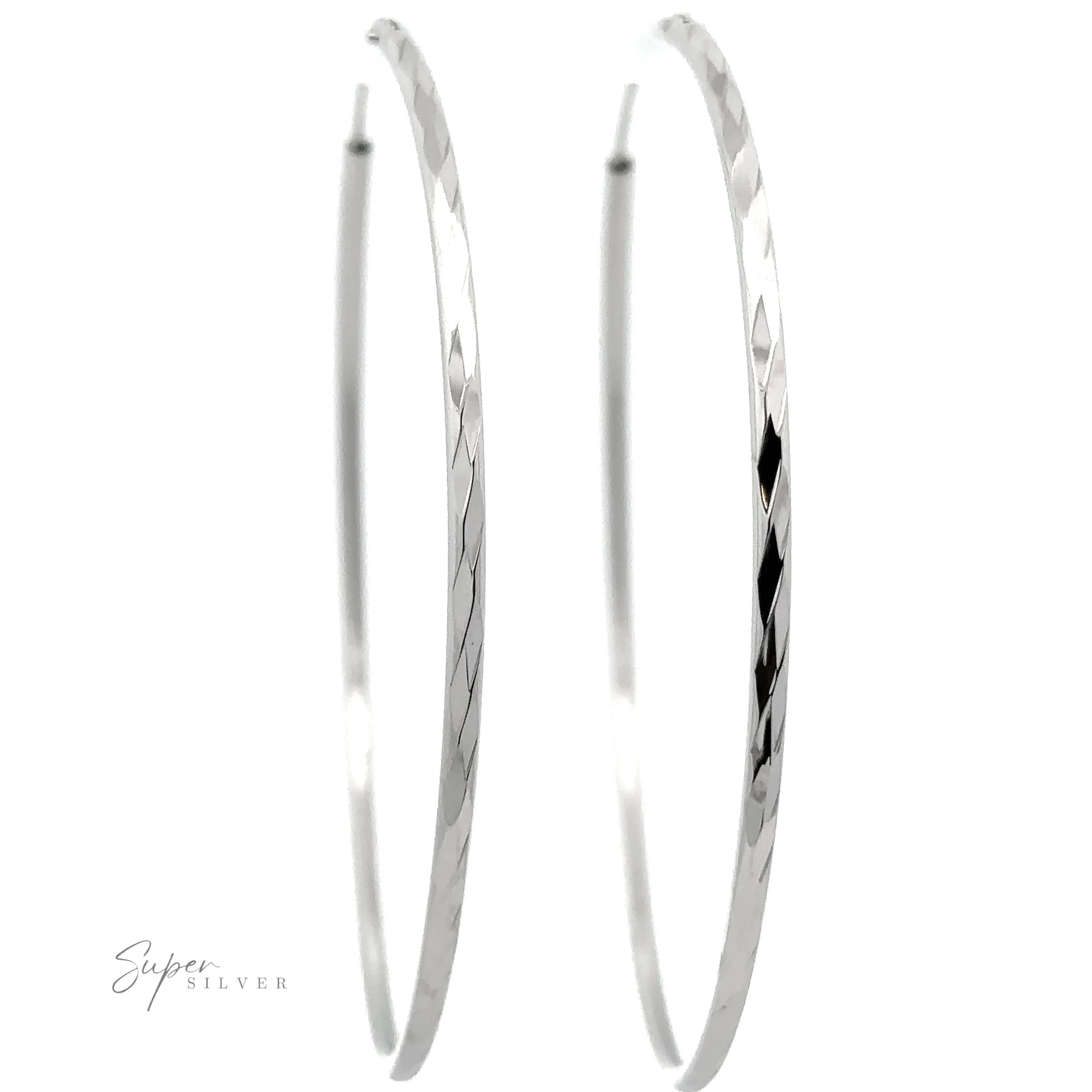 Sparkling 2mm Faceted Twisted Hoops