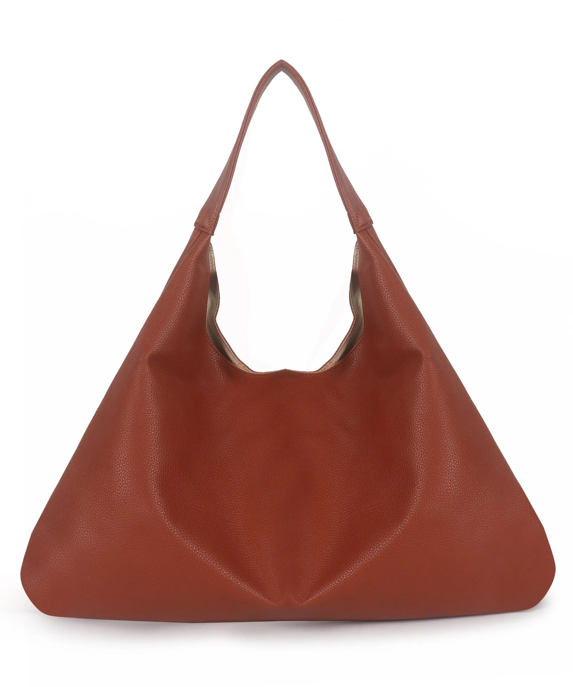 Tan Synthetic Leather Handbag Bag With Hanging Pouch For Women