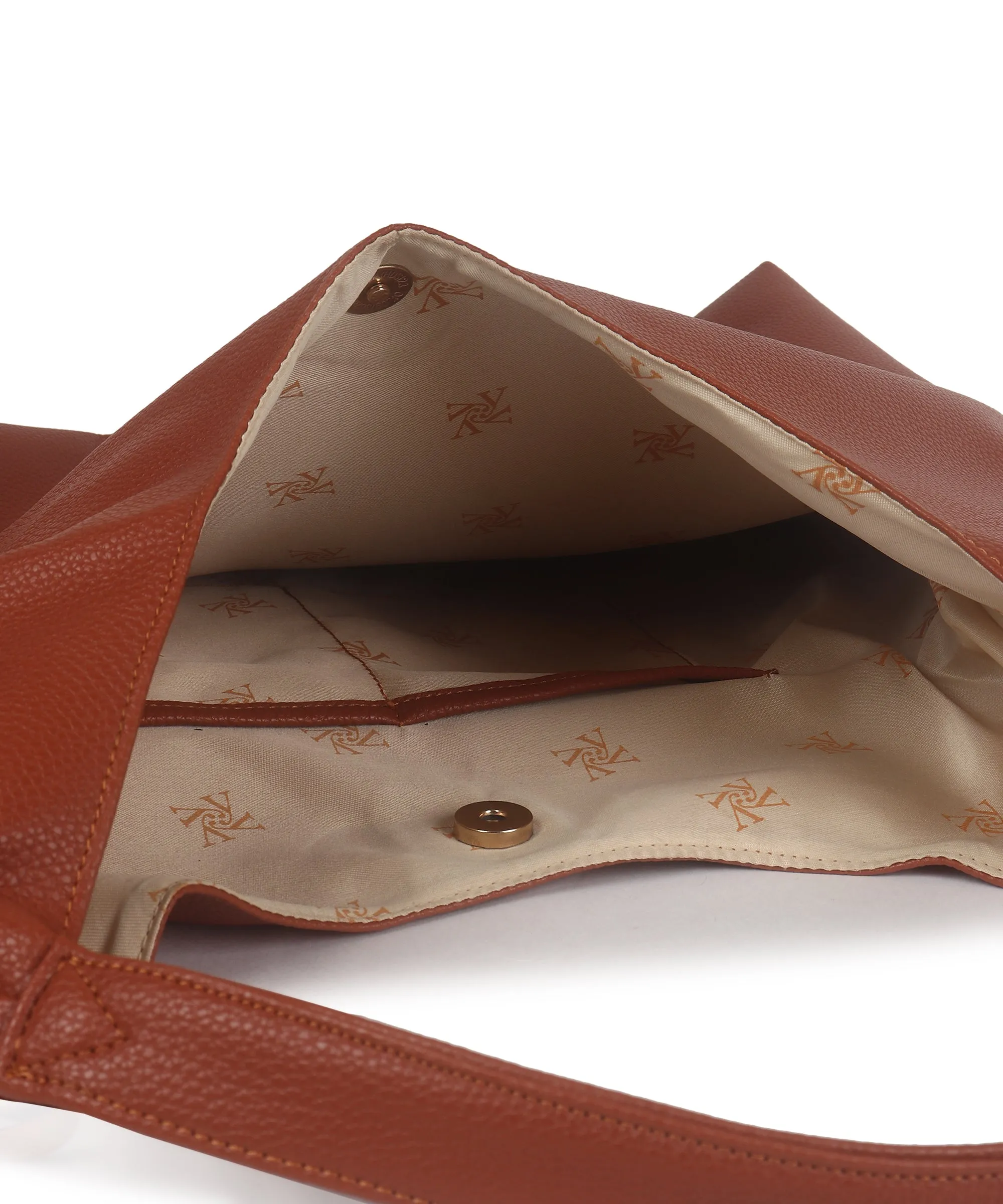 Tan Synthetic Leather Handbag Bag With Hanging Pouch For Women
