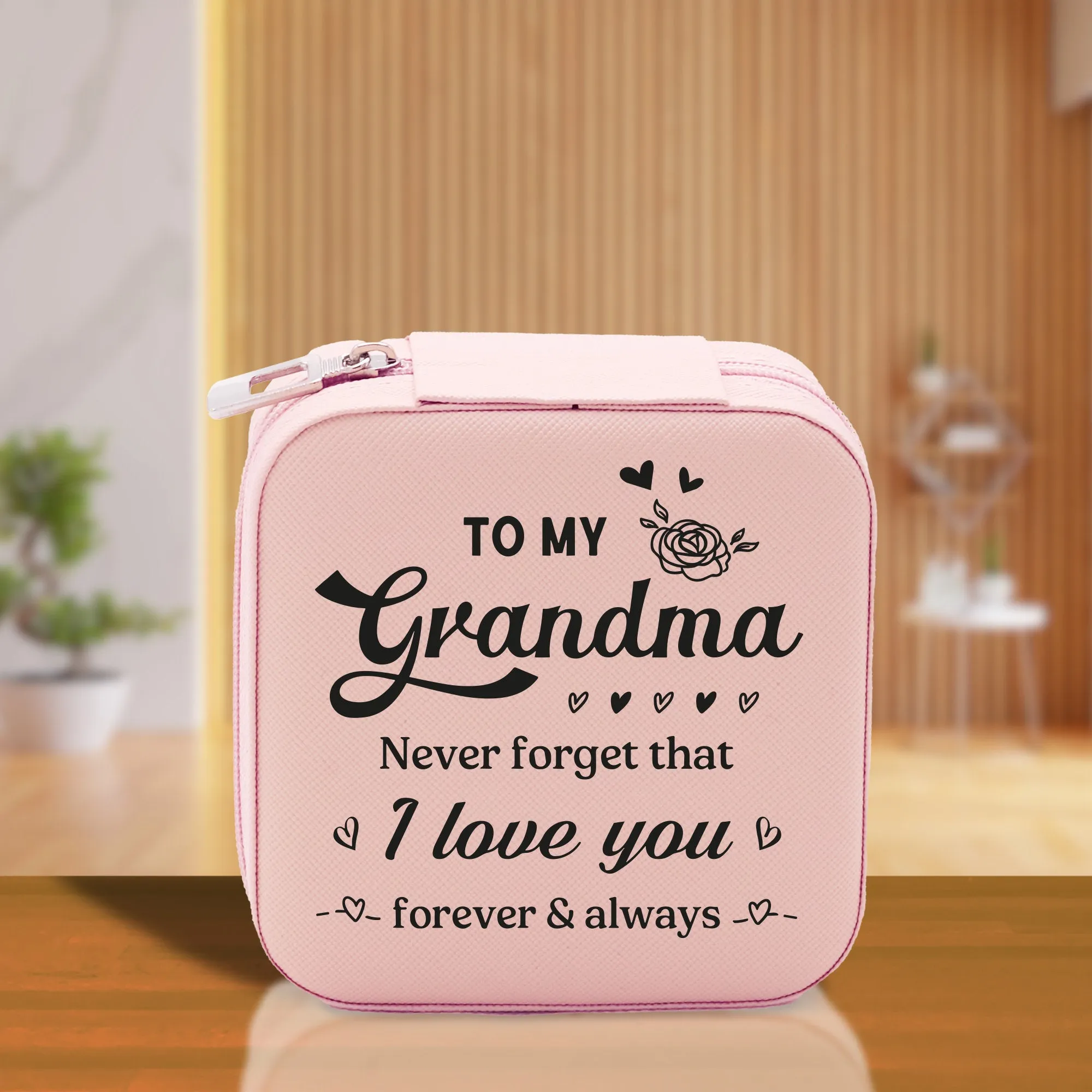 To My Grandma Never Forget That I Love You Forever & Always Cotton Canvas Tote Bag Birthday Gift From Grandkids to Grandma Jewelry Box Gift