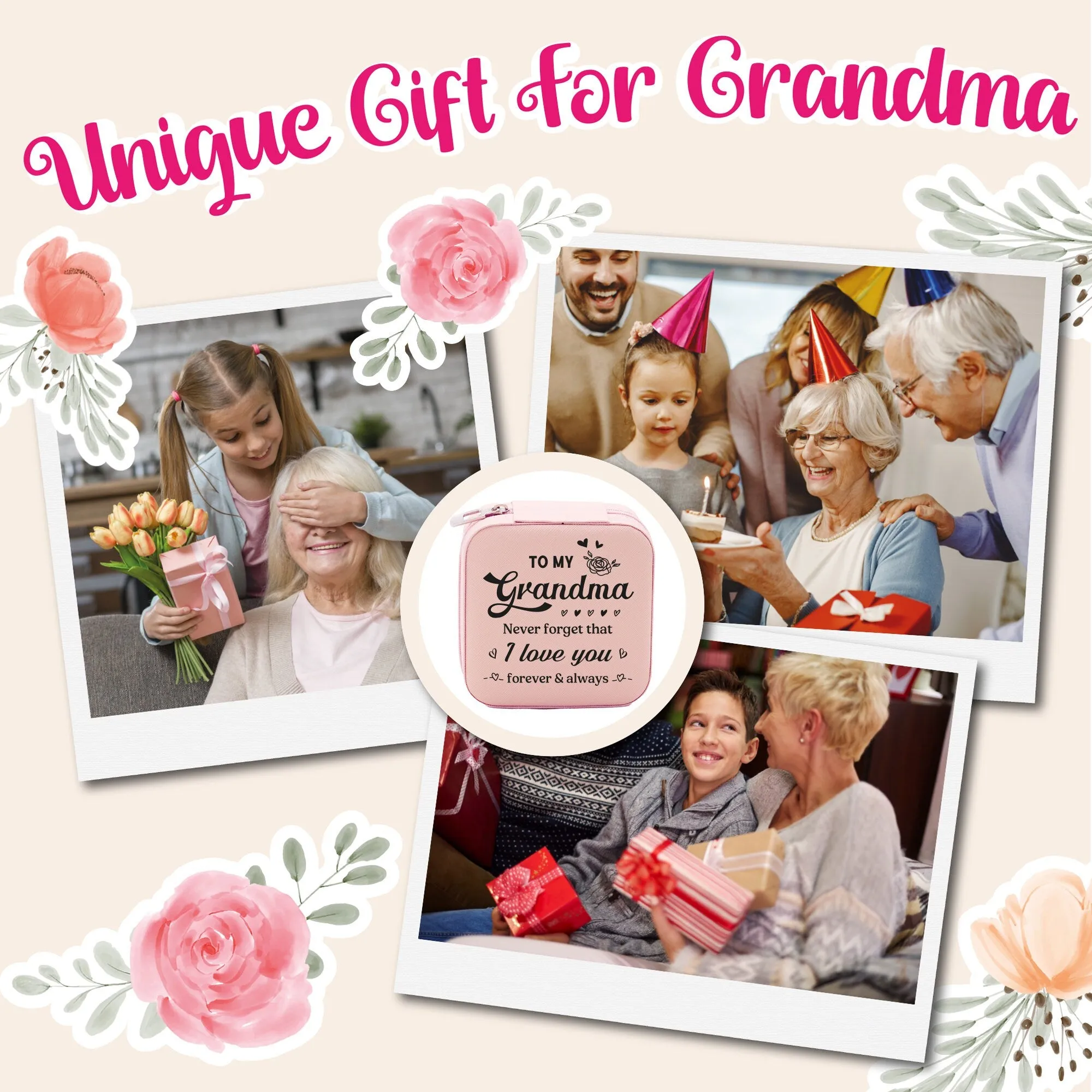To My Grandma Never Forget That I Love You Forever & Always Cotton Canvas Tote Bag Birthday Gift From Grandkids to Grandma Jewelry Box Gift