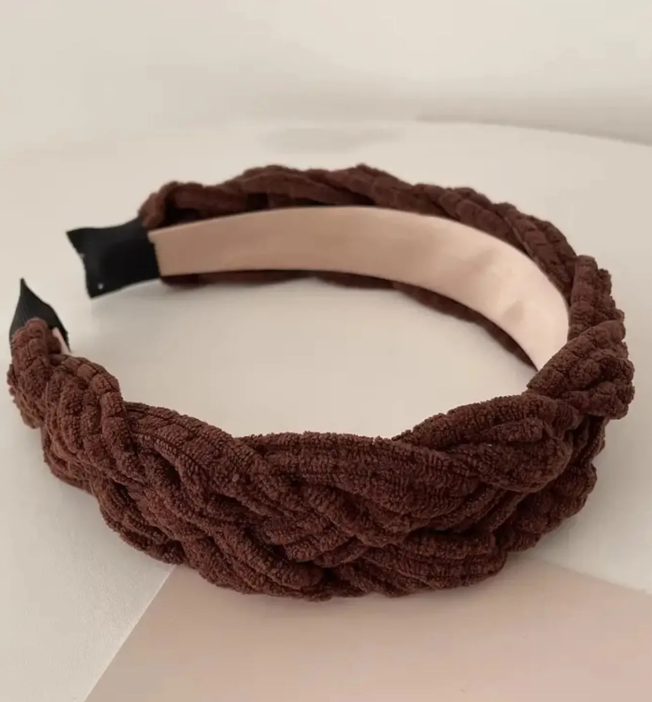 Versatile Autumn And Winter Solid Color Hair Accessories, Pressed Hair Headband, Plaid Suede Thickened Twist Braided Headband