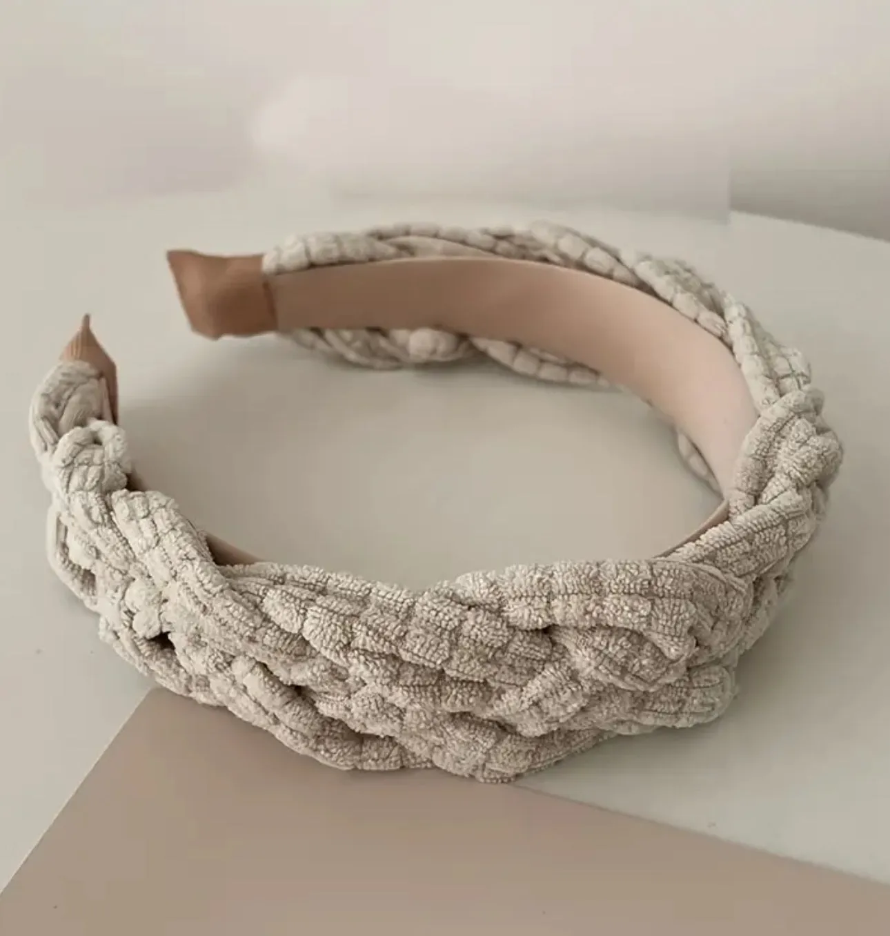 Versatile Autumn And Winter Solid Color Hair Accessories, Pressed Hair Headband, Plaid Suede Thickened Twist Braided Headband