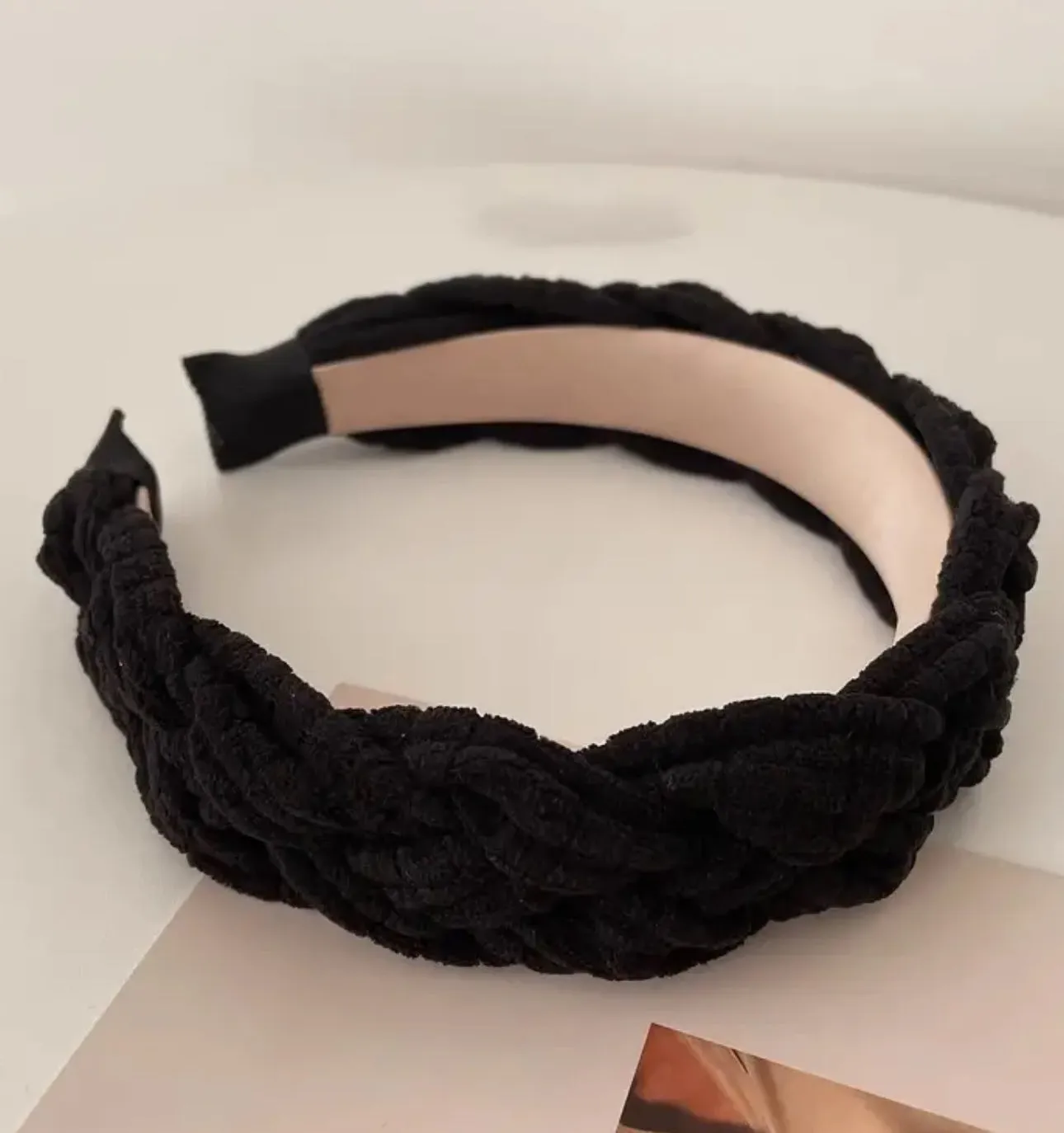Versatile Autumn And Winter Solid Color Hair Accessories, Pressed Hair Headband, Plaid Suede Thickened Twist Braided Headband