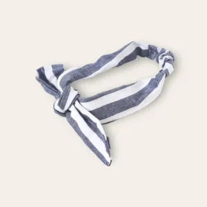 Viverano Jolie Bebe Woven Bow Baby Headband in Blue Stripe