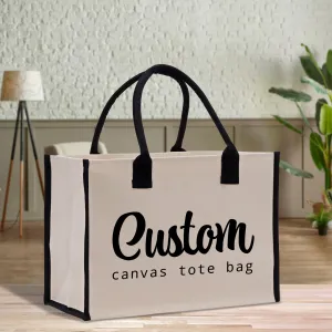Wedding Custom Name Cotton Canvas Tote Bag Personalized Bridal Shower Gift Honeymoon Gift Customize Wedding Gift Bridesmaid Gift (PTB1013)