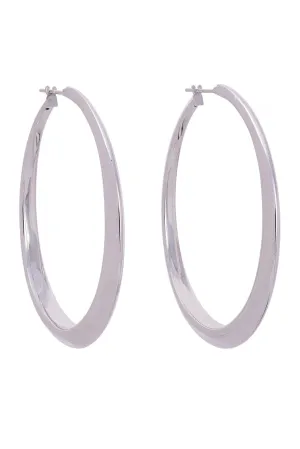 White Gold Oval Hoop Earrings