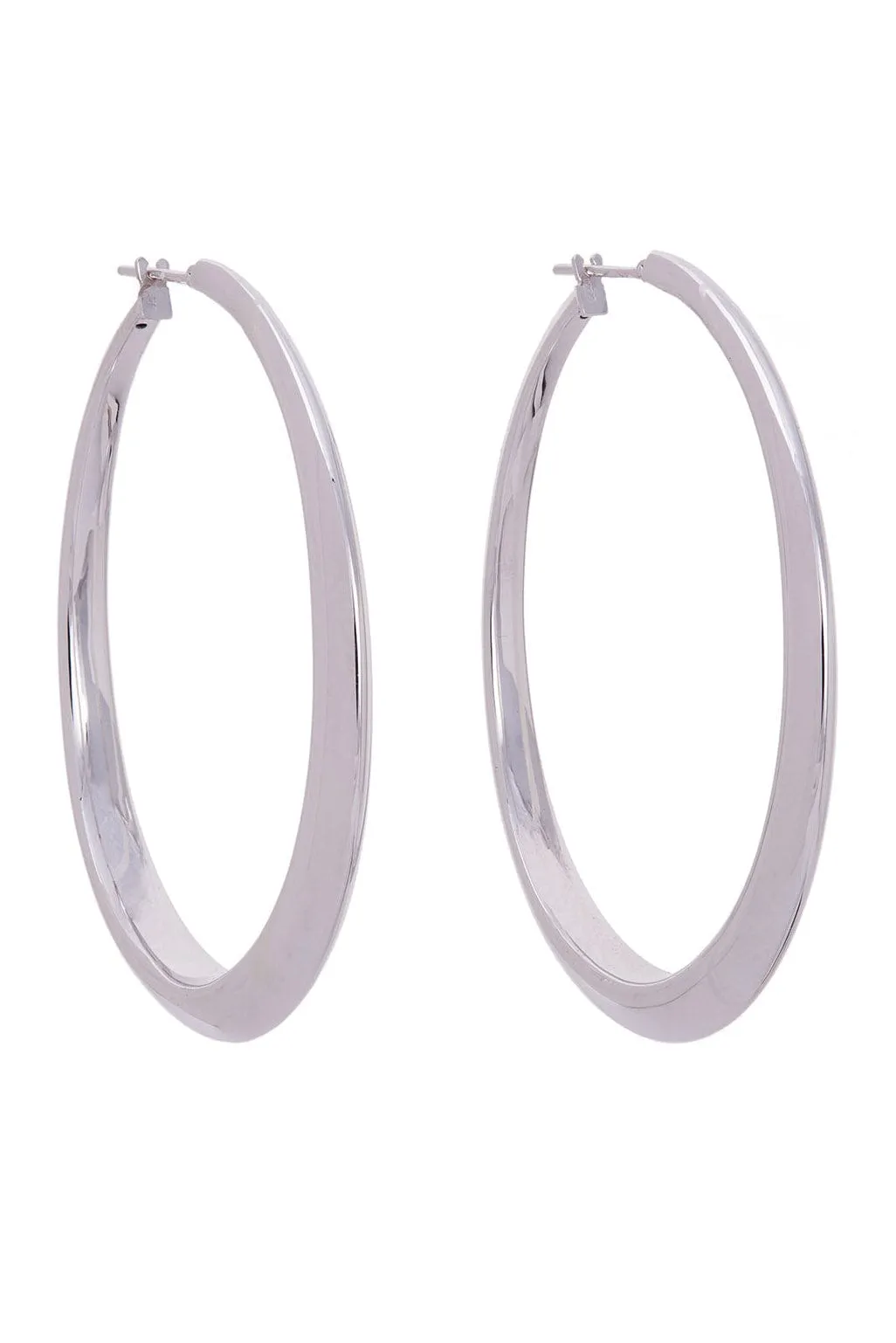 White Gold Oval Hoop Earrings